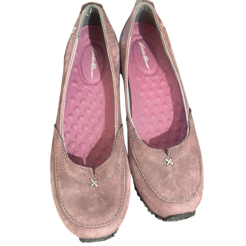 Eddie Bauer Womens Christine Slip On Suede Comfort Flat Sneakers 8.5 NEW Plum